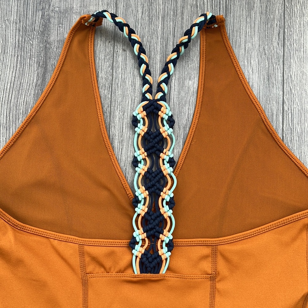 Free People Orange Cropped Jumpsuit with Braided Straps - Picture 7 of 11